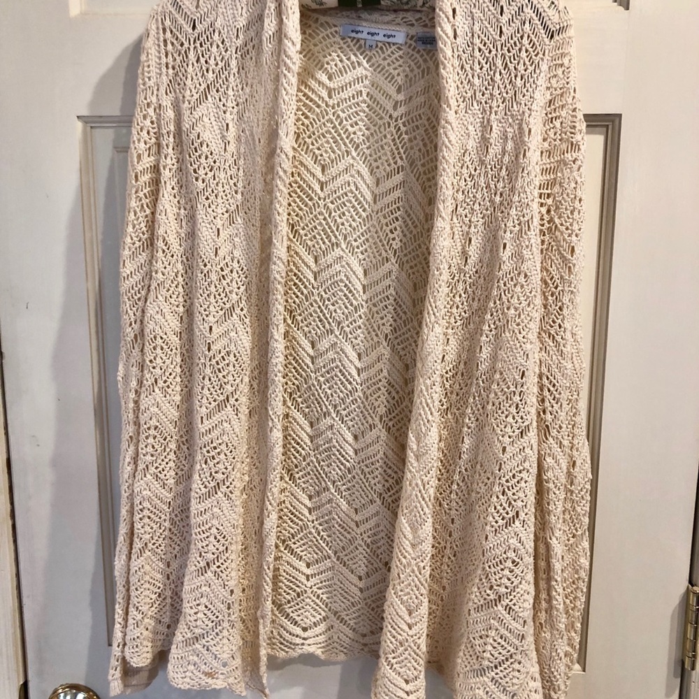 eight eight eight open weave cream cardigan M 8 10